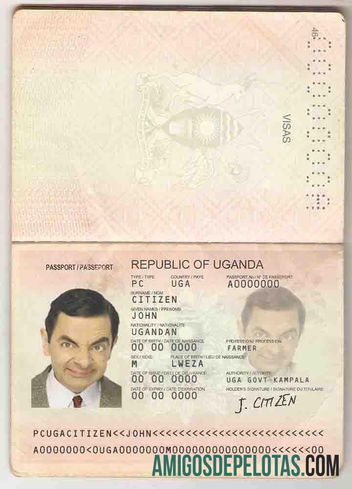 Passaporte Uganda amostra